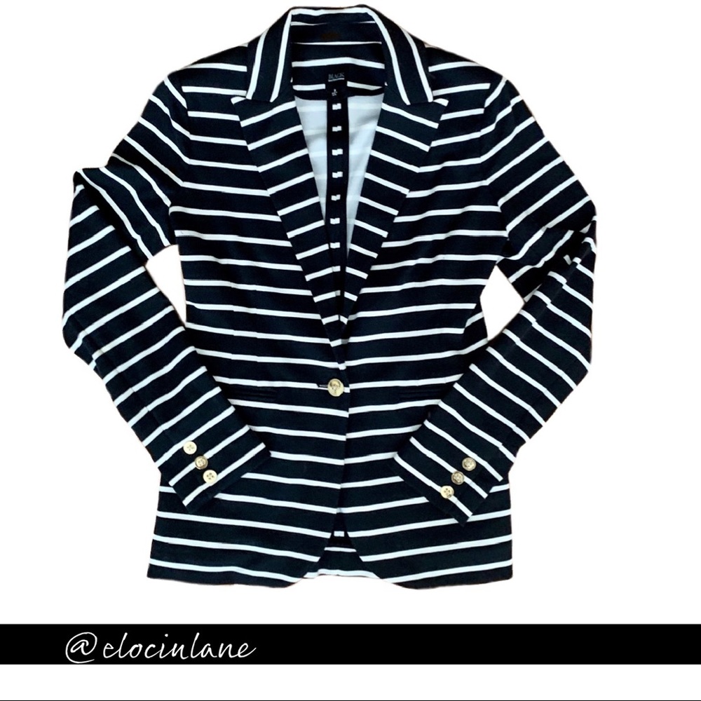 Saks Black and White Striped Blazer / Size S